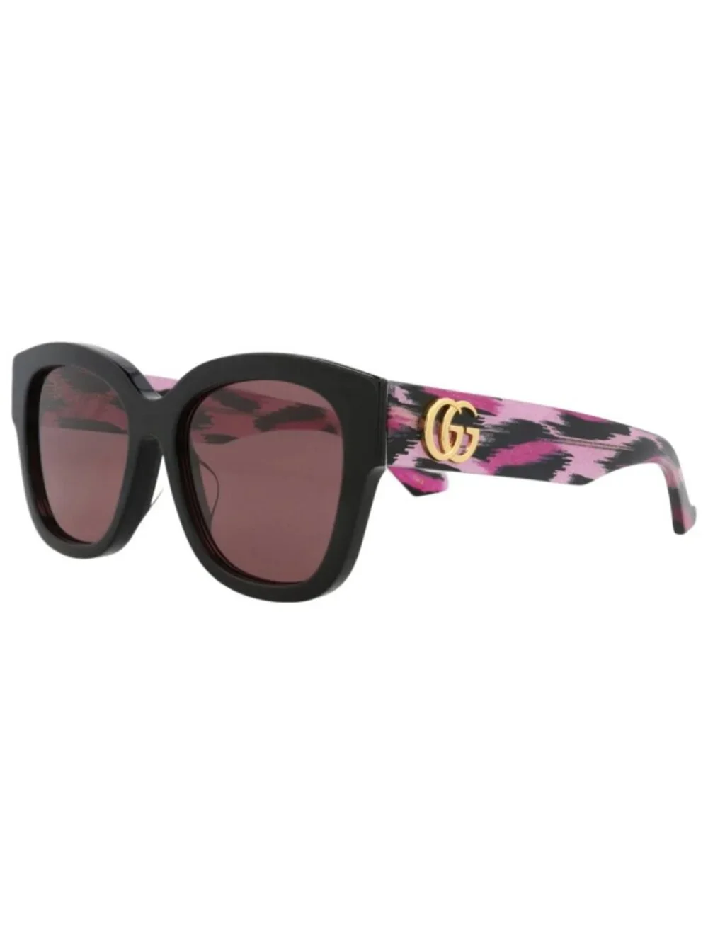 New Gucci Women's Sunglasses Square Rectangle Recycled Acetate Frame Black Black